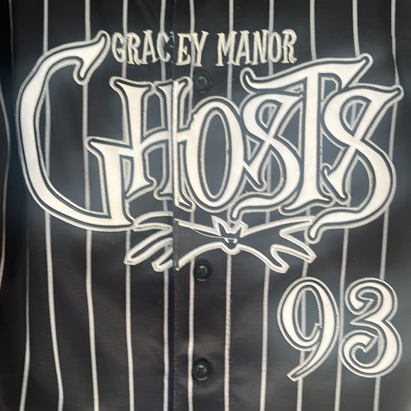 Rare Disney Gracey Manor Ghosts 93 Jersey Large Black Stripes - Picture 2 of 11